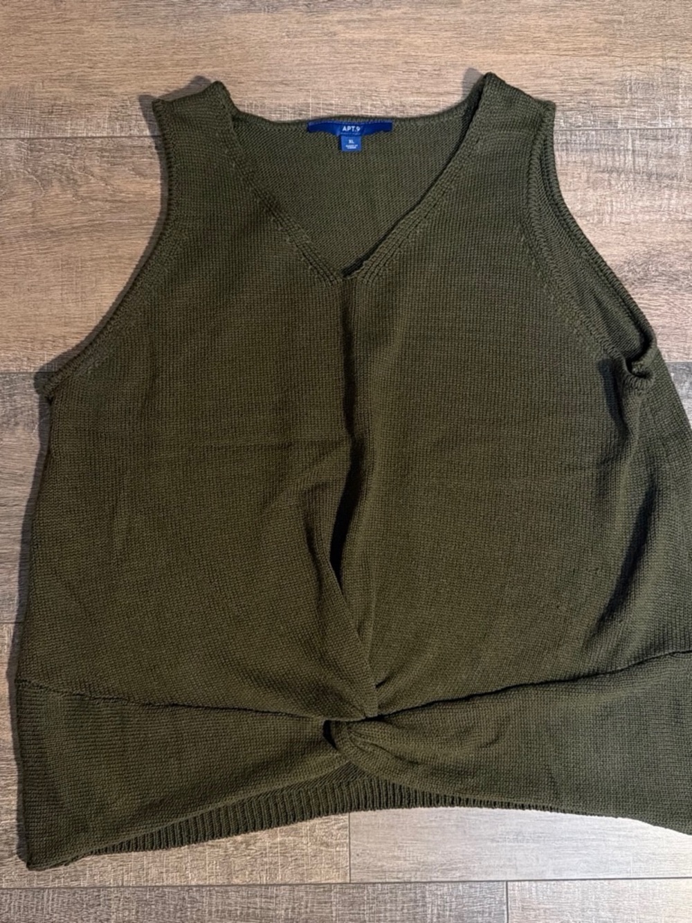 Apt. 9 Olive Green Twist Front Knit Tank